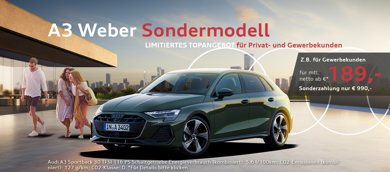 Audi A3 Weber Sondermodell Top Leasing für Privat und Gewerbekunden